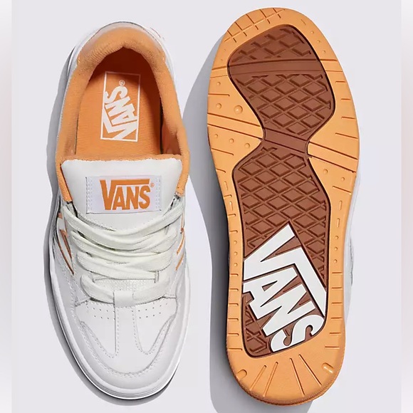NIB Vans Upland Lace Up Tennis Shoe Sneakers 90s Retro Orange White Unisex - Picture 4 of 8